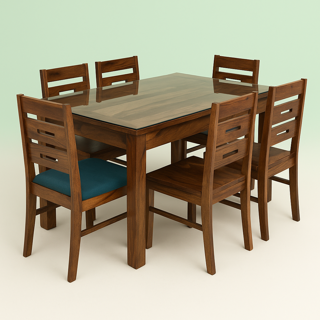 Sheesham Wood Dining Table with 6 Chairs – hero image
