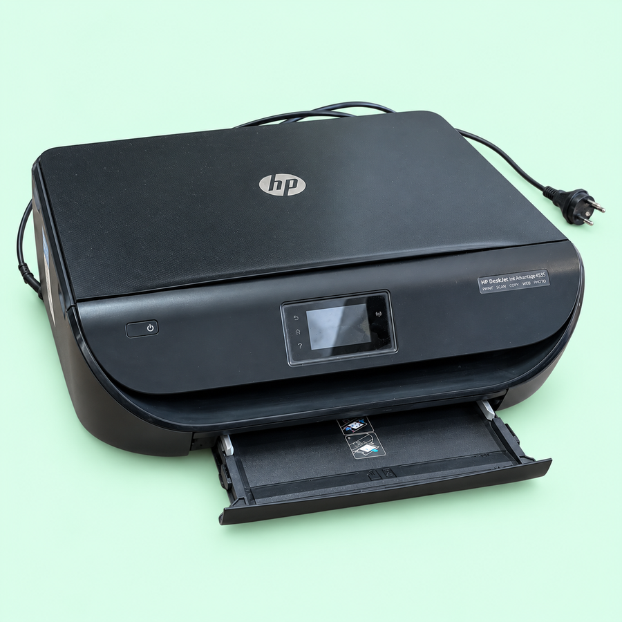 HP DeskJet Ink Advantage 4535 printer on Giveasy light green background