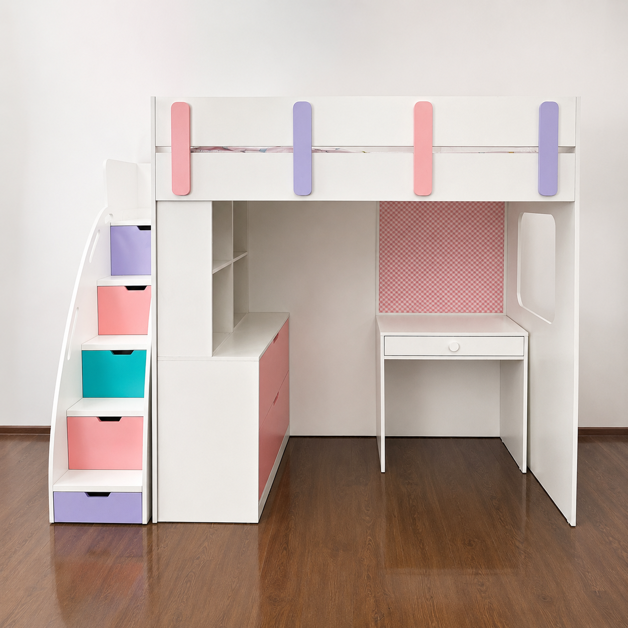 Kids Loft Bunk Bed with Study Desk & Mattress
