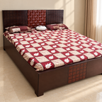 Pre-owned king storage bed with covered mattress in a neutral bedroom