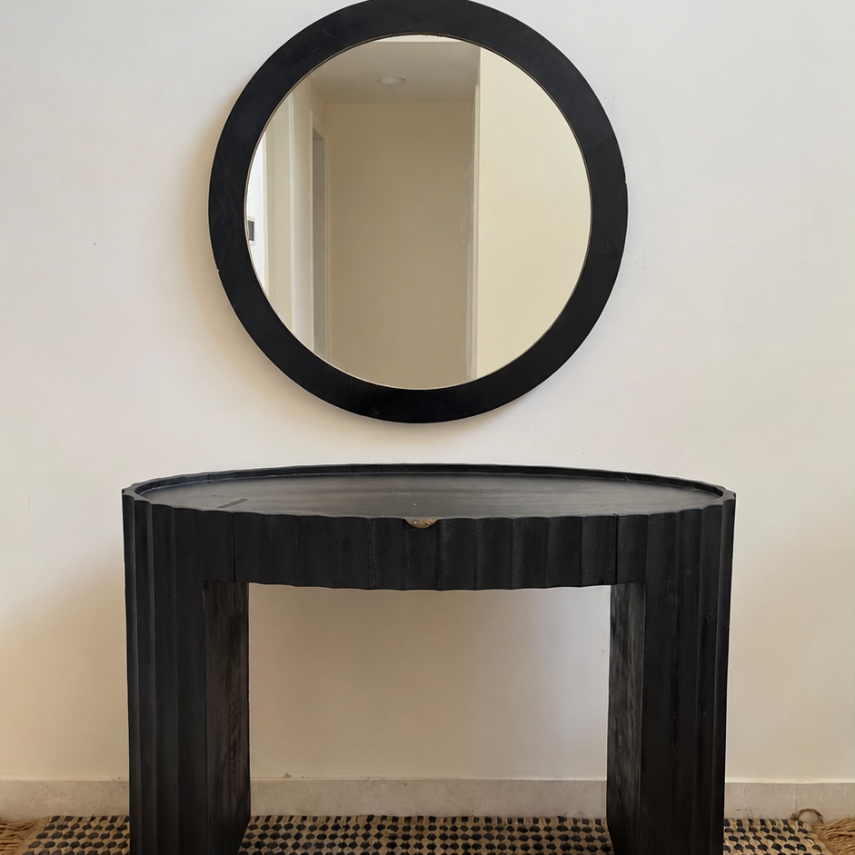 Designer Console Table & Round Mirror Set