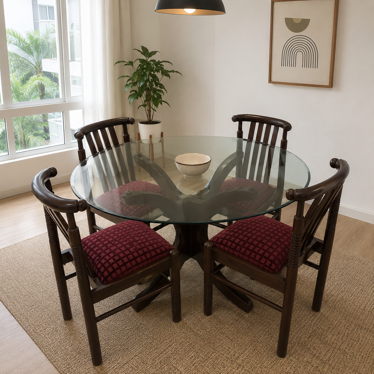 4 Seater Solid Wood Dining Table Set