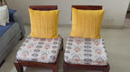 2 single seater sheesham wood chairs with cushions video