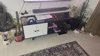 Black and White TV Cabinet with Doors and Open Shelves