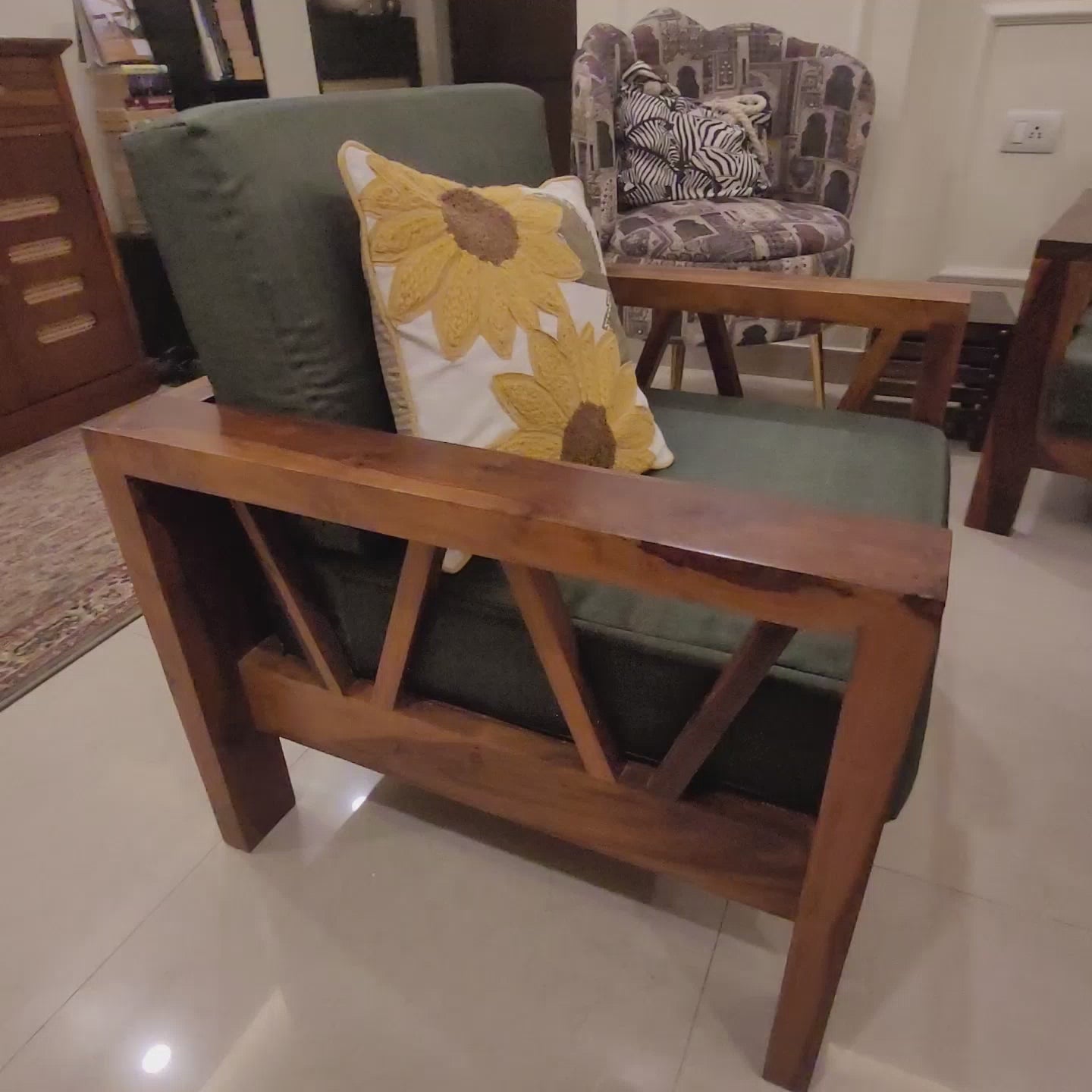 2+1+1 Seesham Wood Sofa Set video