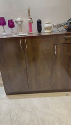 Large Engineered Wood Ebony Shoe Rack