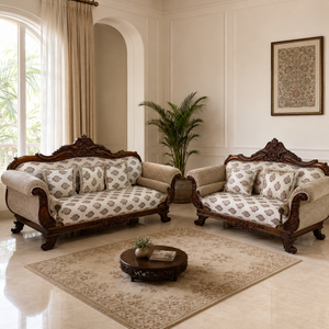Custom Rajasthani Wooden Sofa Set (3+2 Seater)