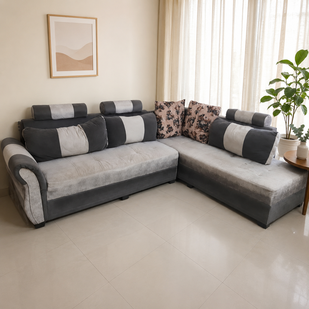 L-Shaped Fabric Sofa