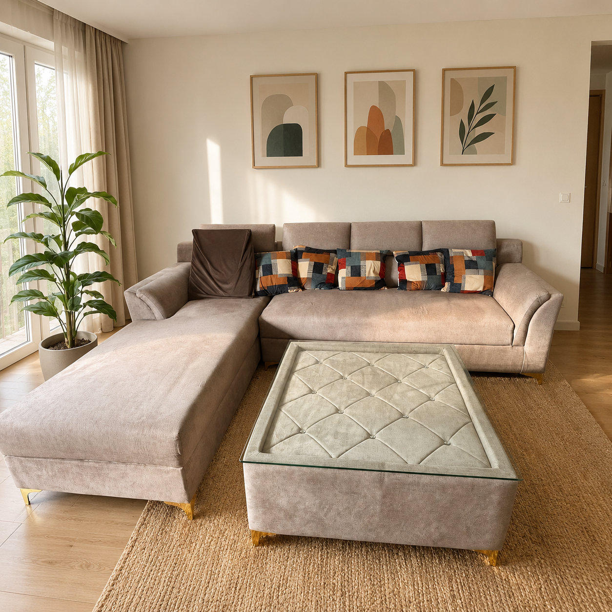 5 Seater L-Shaped Sofa with centre table