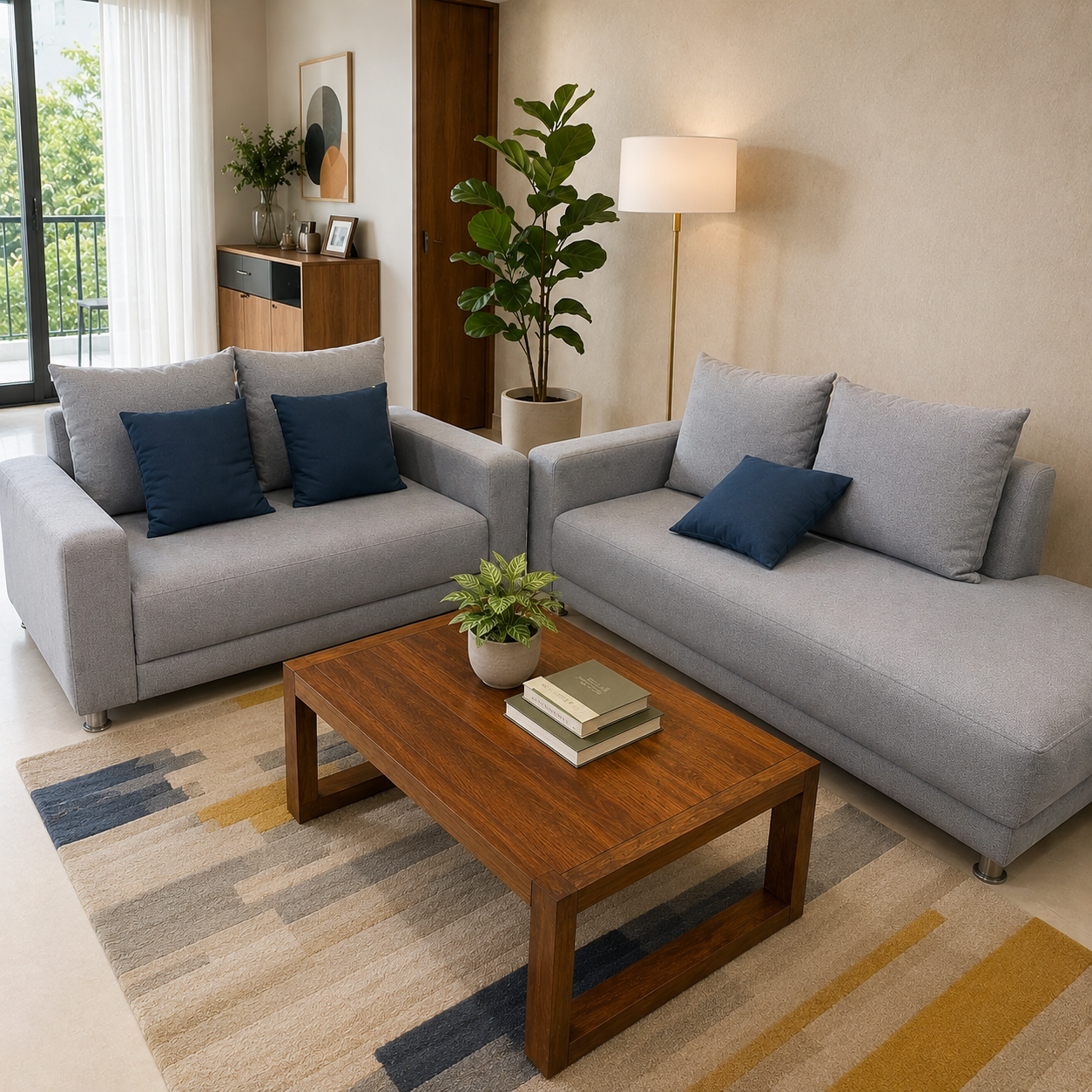 5-Seater Fabric Sofa Set