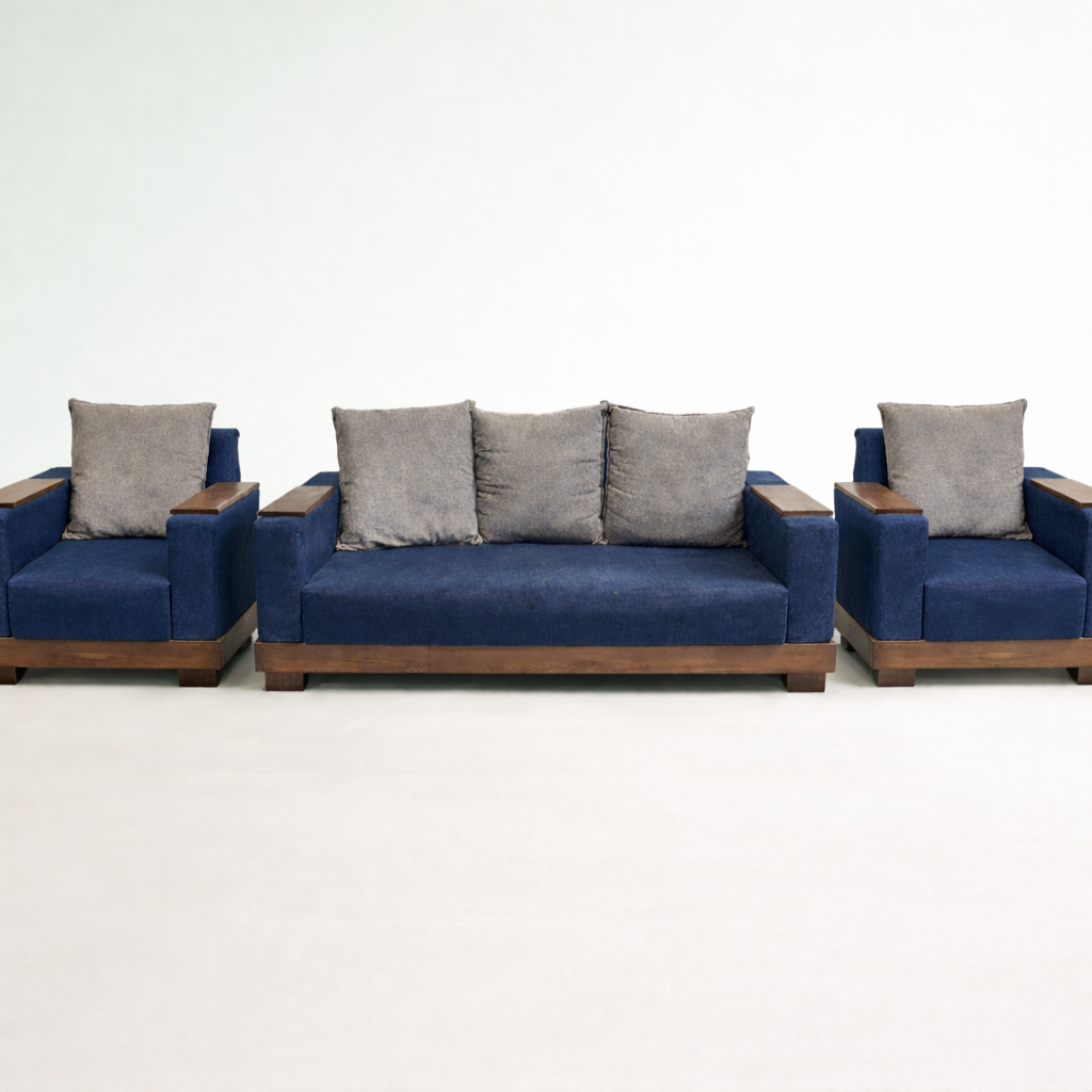 3+1+1 Seater Sofa Set (Navy Blue)