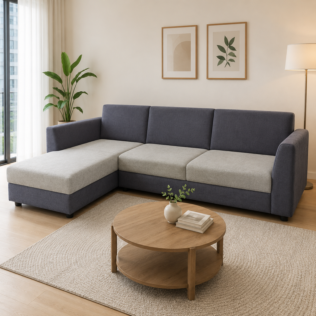 Wakefit Skiver L Shape 6 Seater Sofa Set