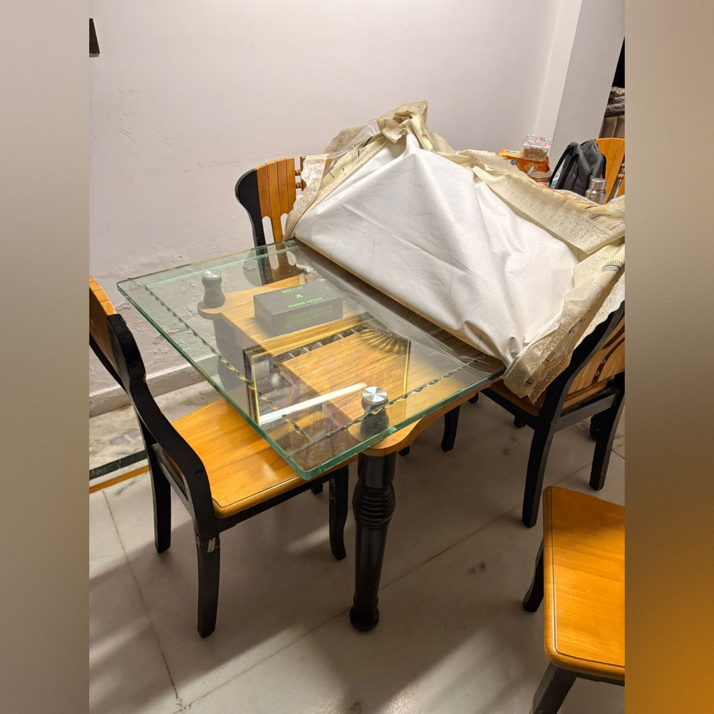 6-Seater Glass Top Dining Table