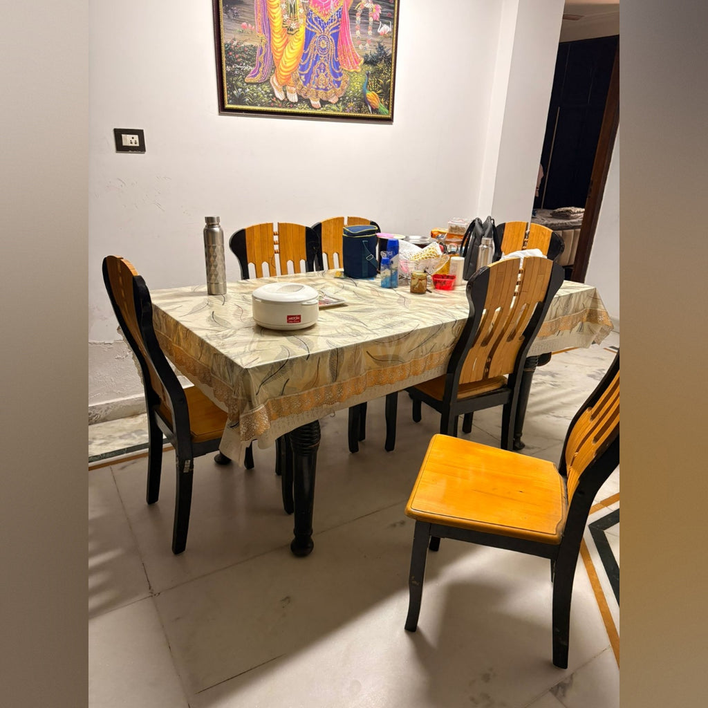 6-Seater Glass Top Dining Table