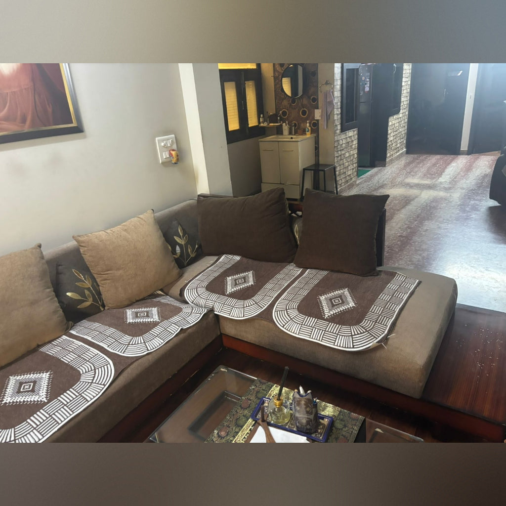 7 Seater Fabric Sofa + Centre Table