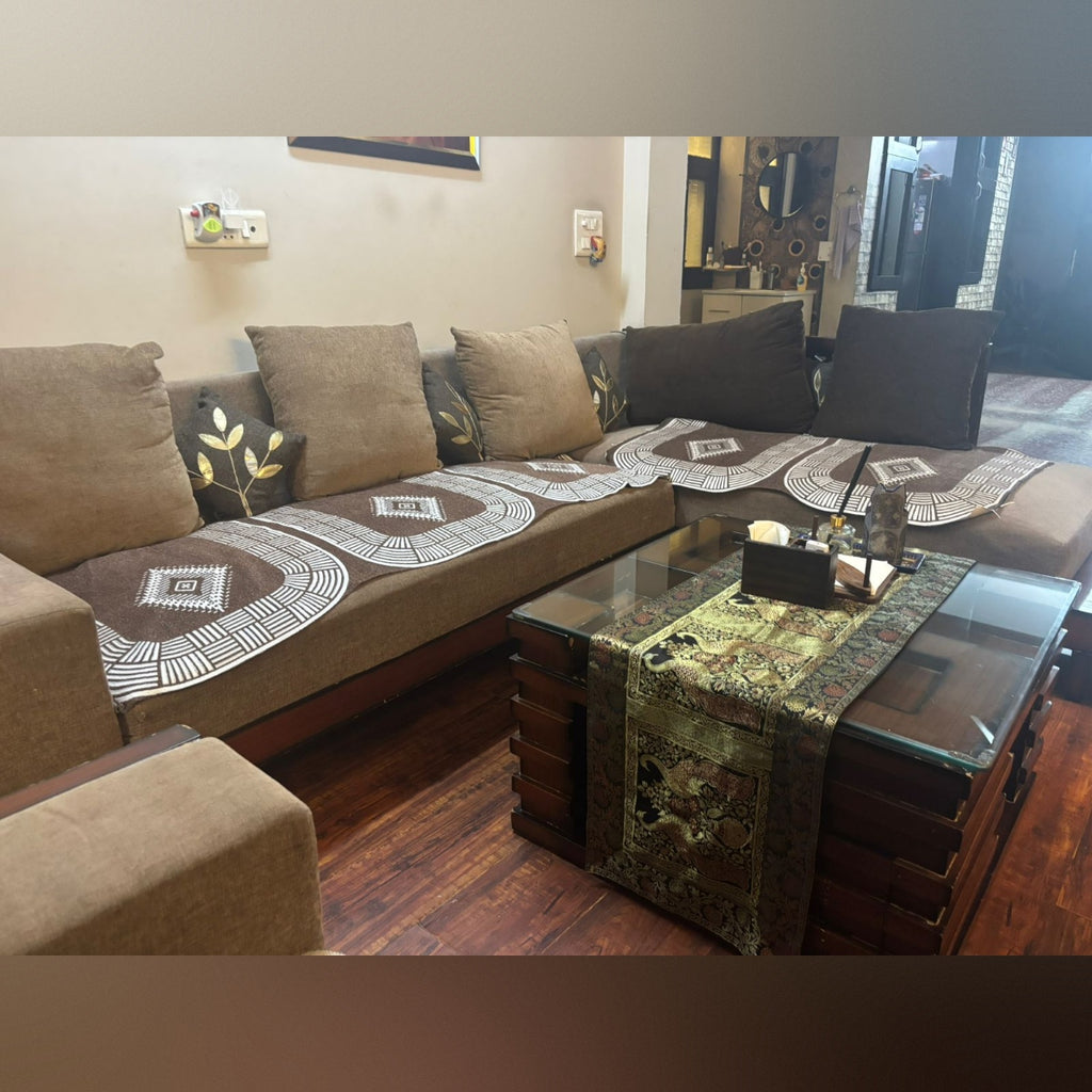 7 Seater Fabric Sofa + Centre Table