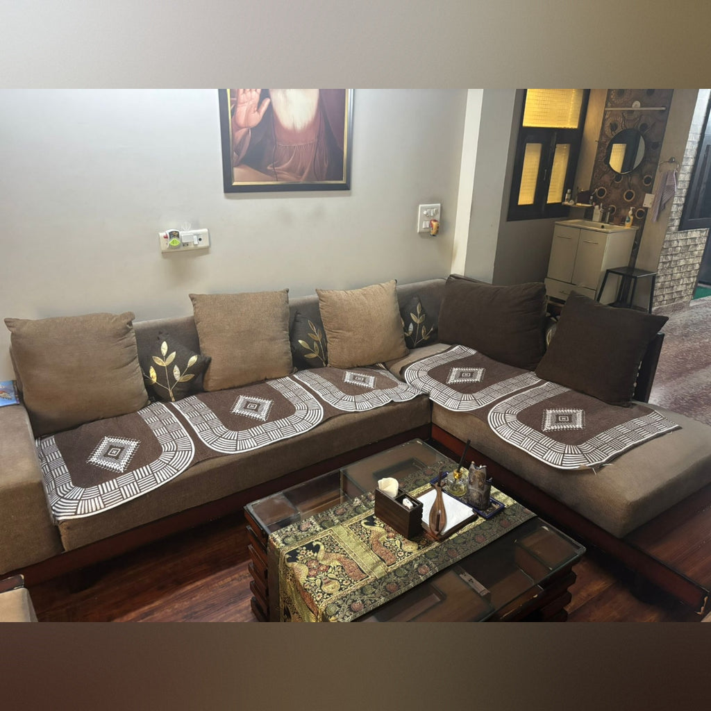7 Seater Fabric Sofa + Centre Table
