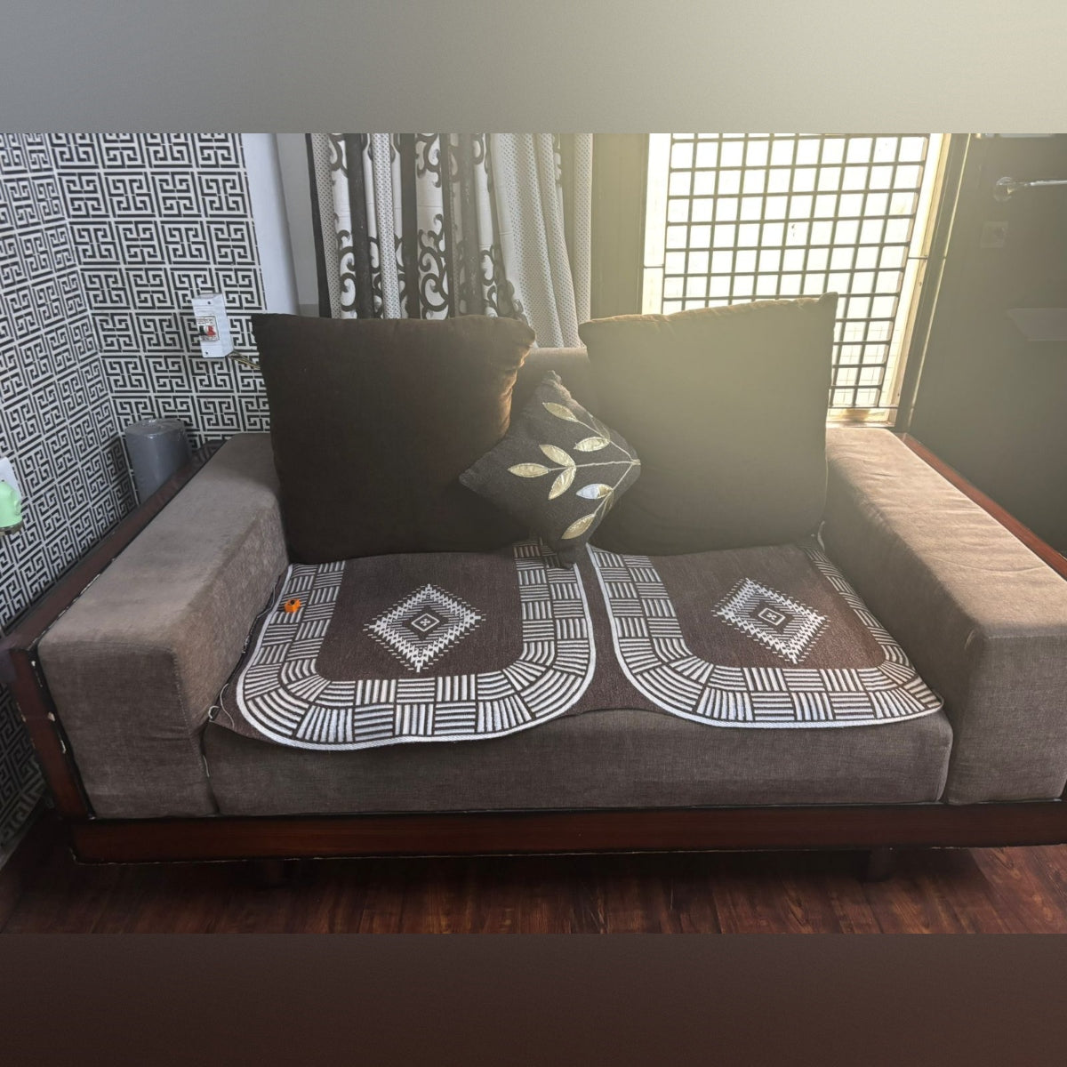 7 Seater Fabric Sofa + Centre Table