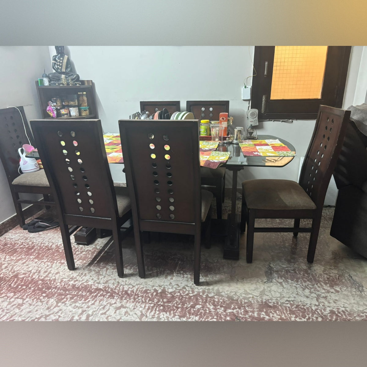 6 Seater Wooden Dining Table Set