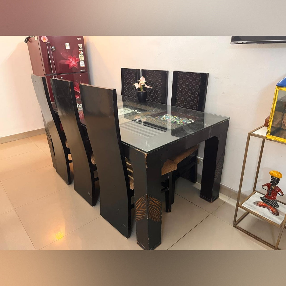 6-Seater Glass Top Dining Table Set