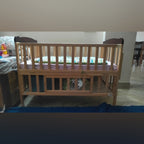 Babyhug Wooden Cot + Mattress