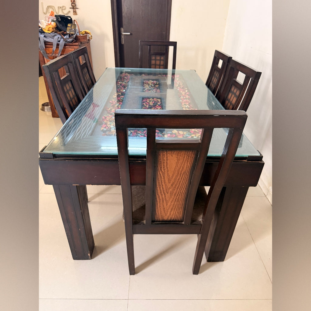 6-Seater Wooden Dining Table Set