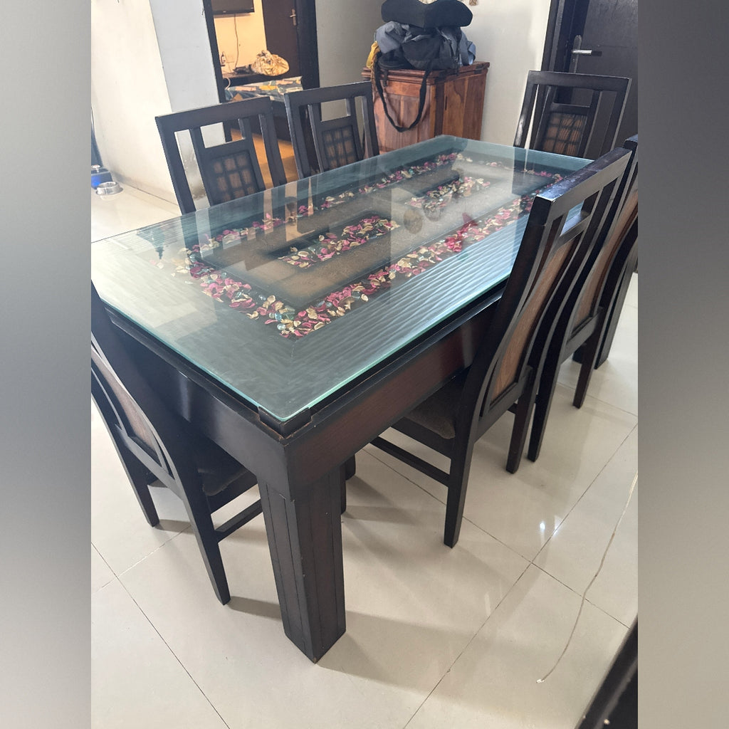 6-Seater Wooden Dining Table Set