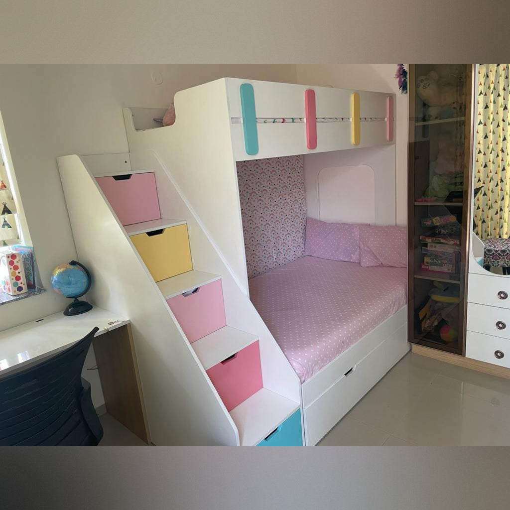 Kids Bunk Bed with Storage & Mattresses