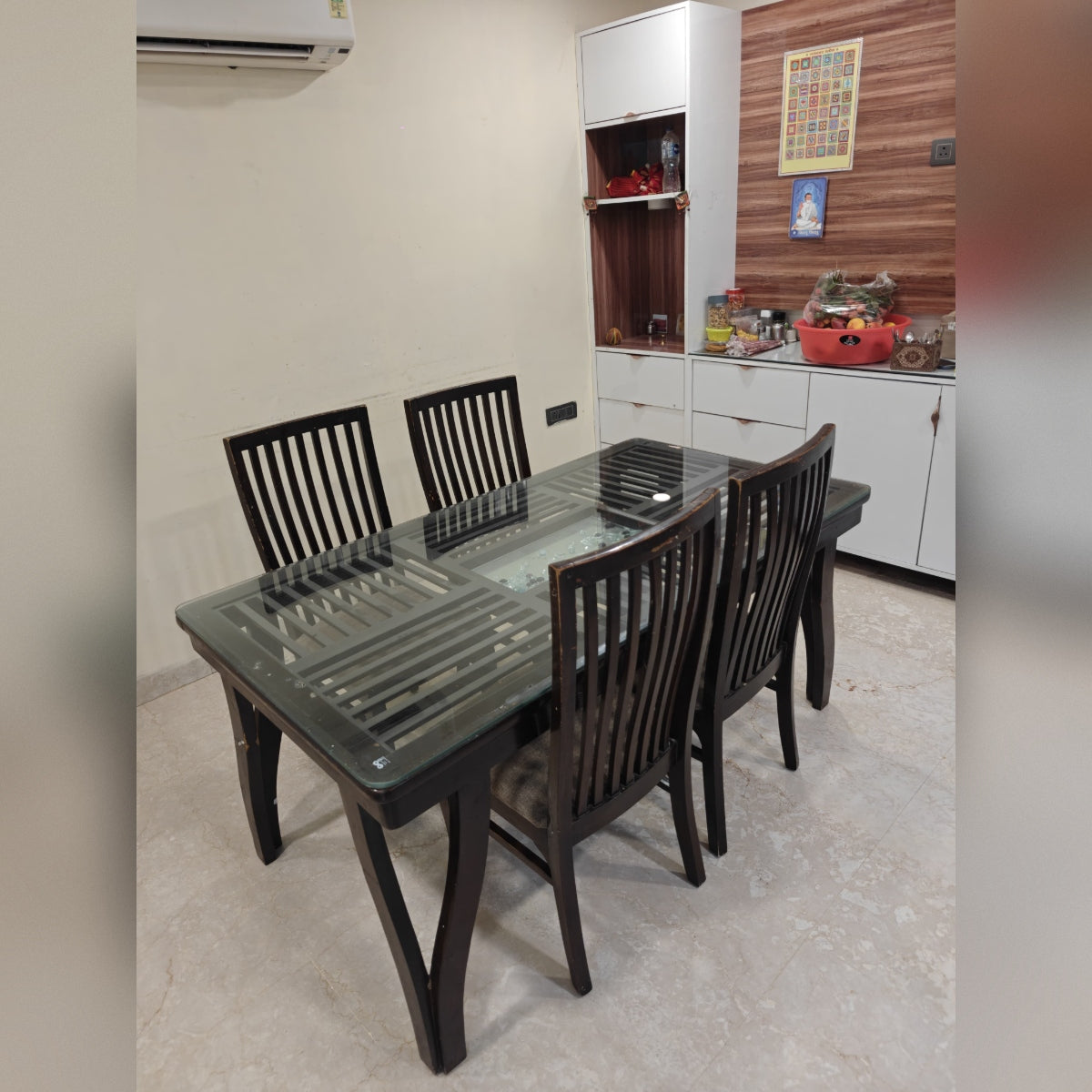Glass Dining Table with 4 Chairs