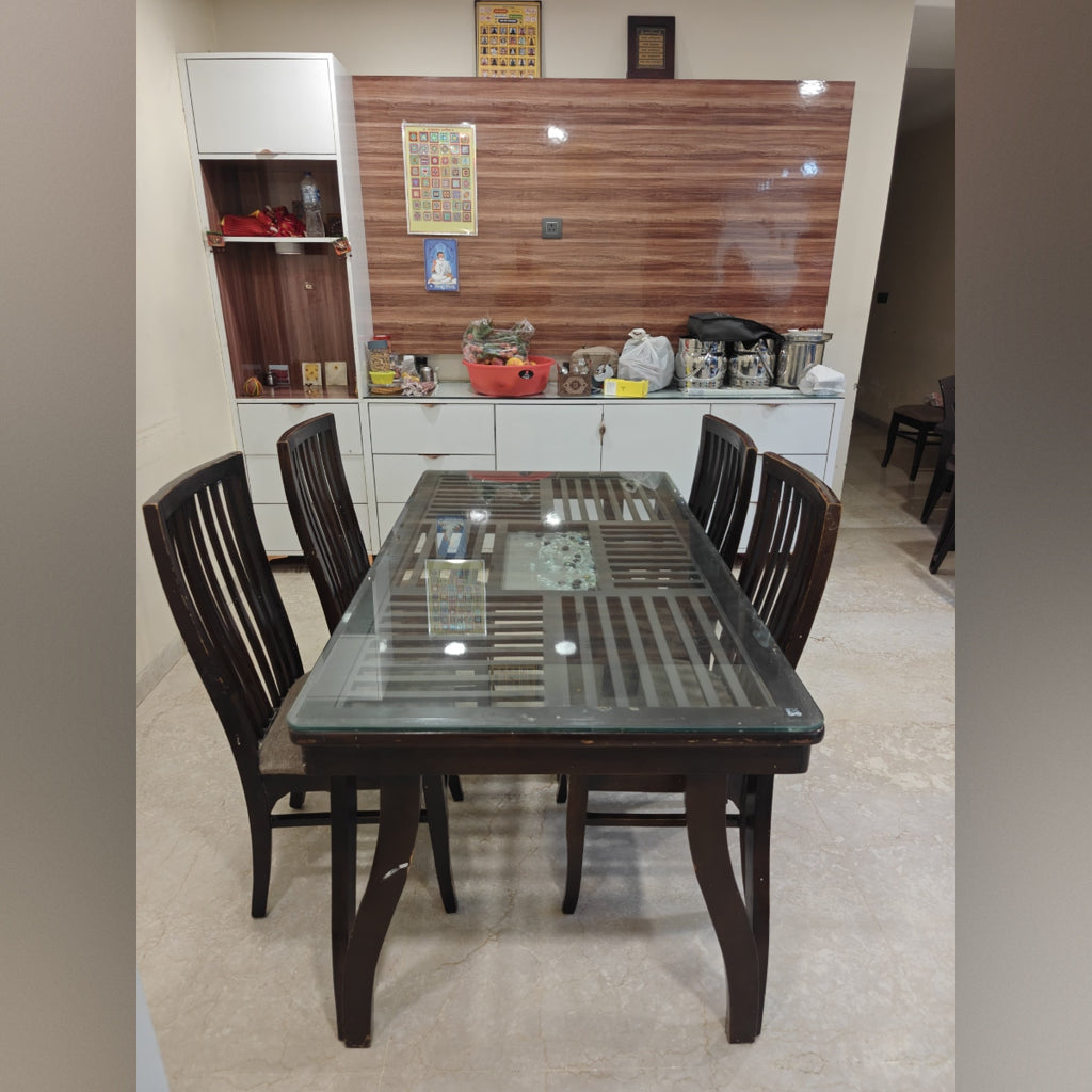 Glass Dining Table with 4 Chairs