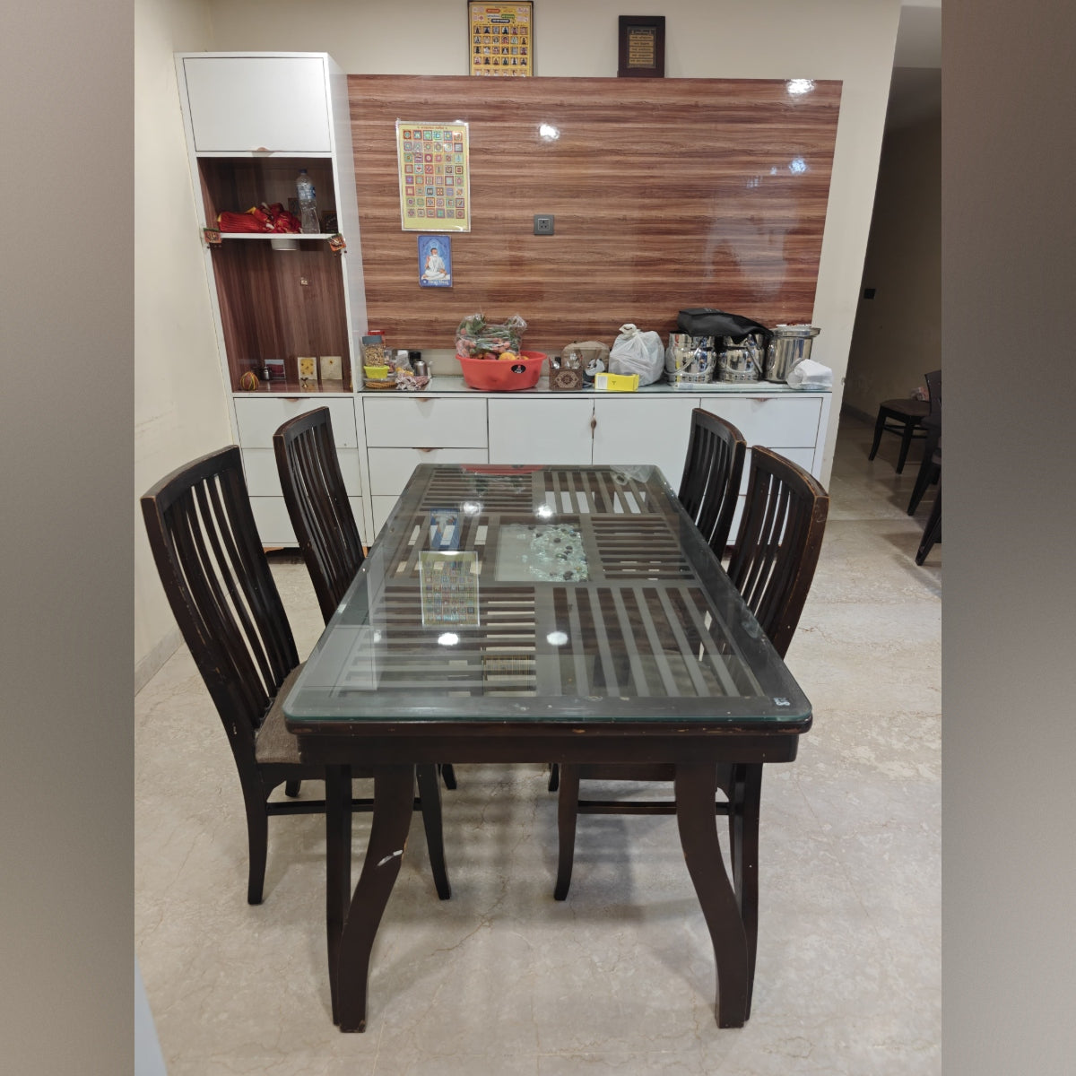 Glass Dining Table with 4 Chairs