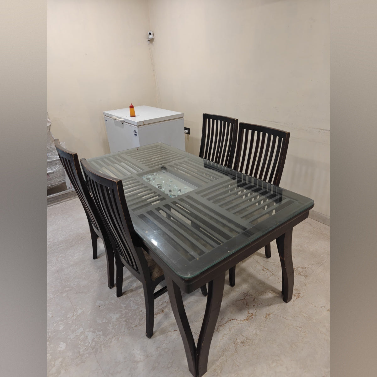 Glass Dining Table with 4 Chairs