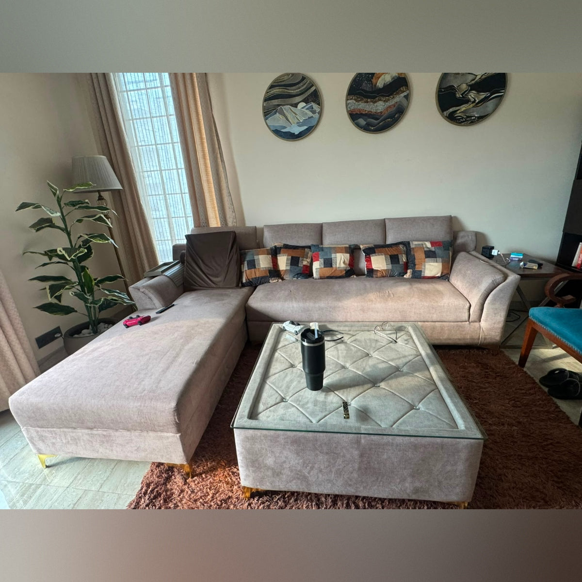 5 Seater L-Shaped Sofa with centre table
