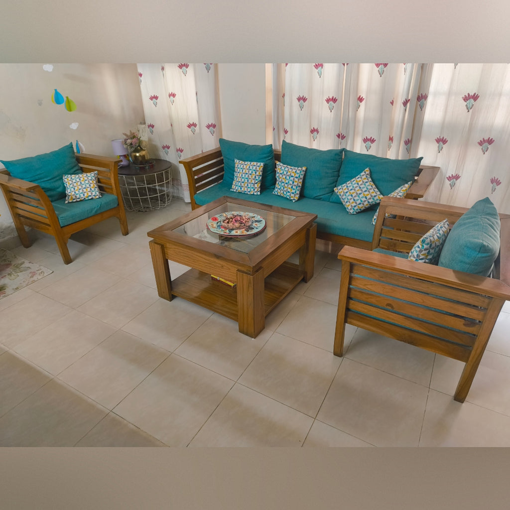 5-Seater Solid Teak Wood Sofa Set