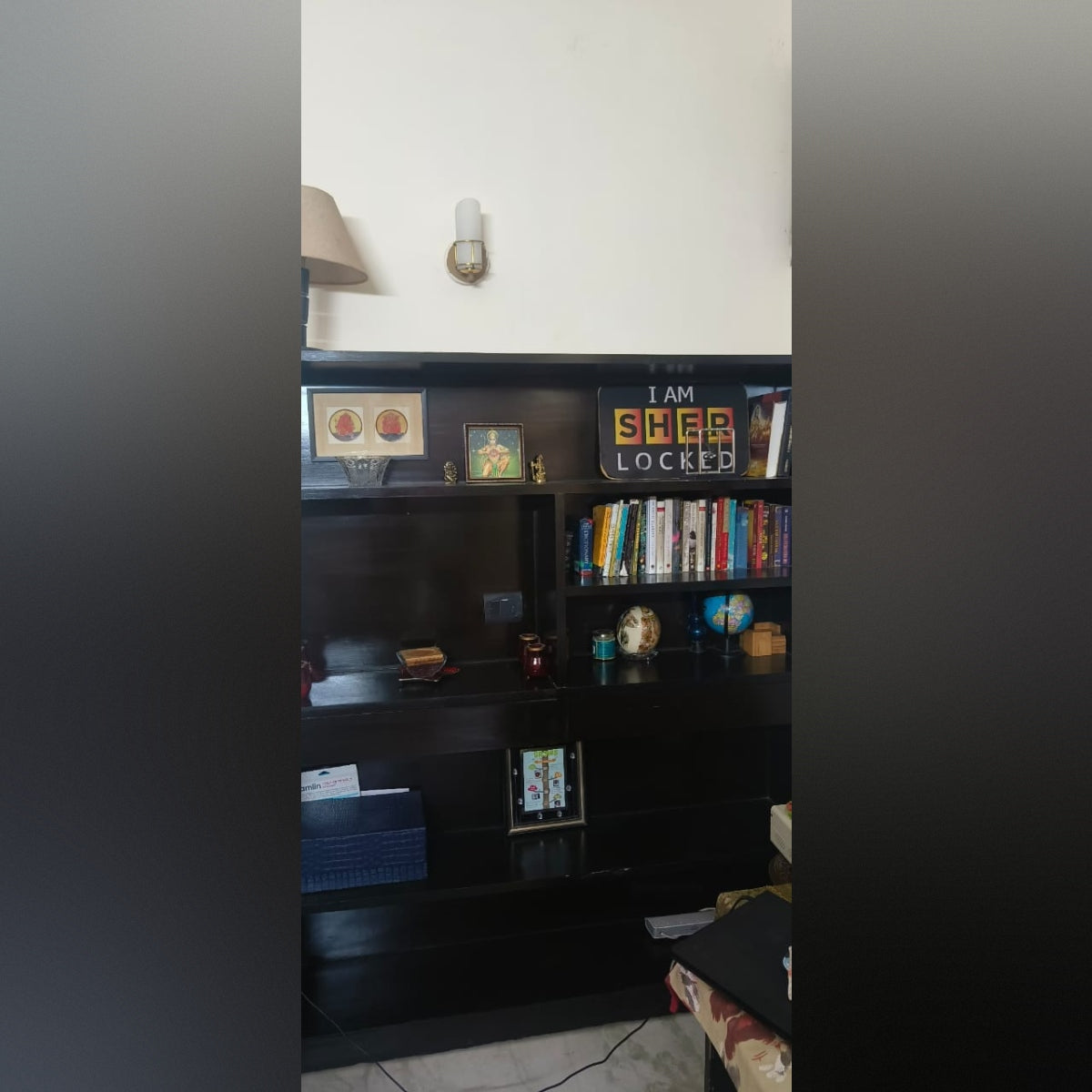 Large Black Wooden Bookshelf