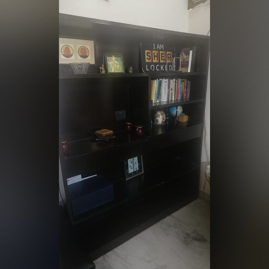 Large Black Wooden Bookshelf