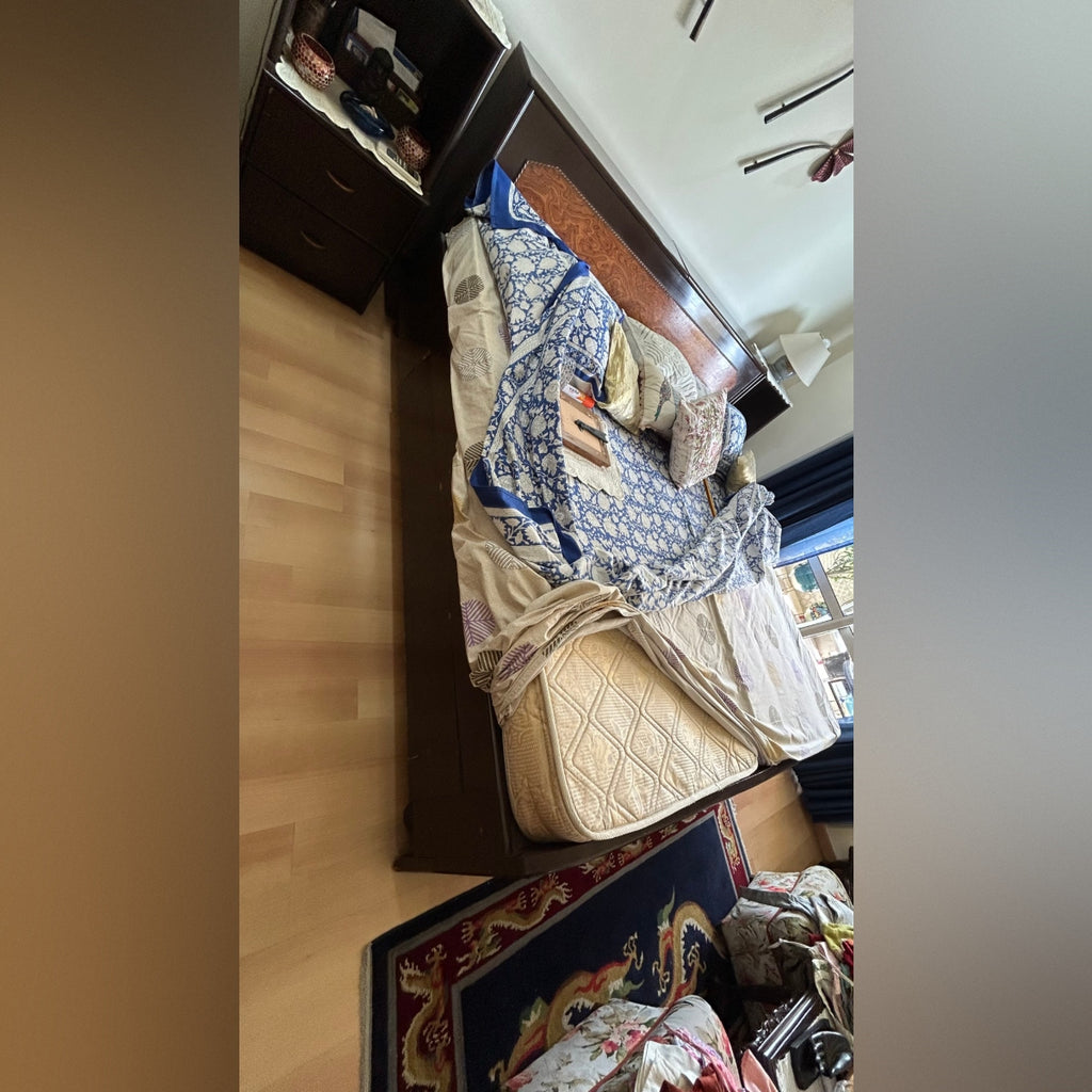 Premium Teak Wood Bed + 2 Side Tables + Sleepwell Mattress