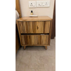 Mango Wood King Bed with Hydraulic Storage & 2 Side Tables