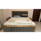Mango Wood King Bed with Hydraulic Storage & 2 Side Tables