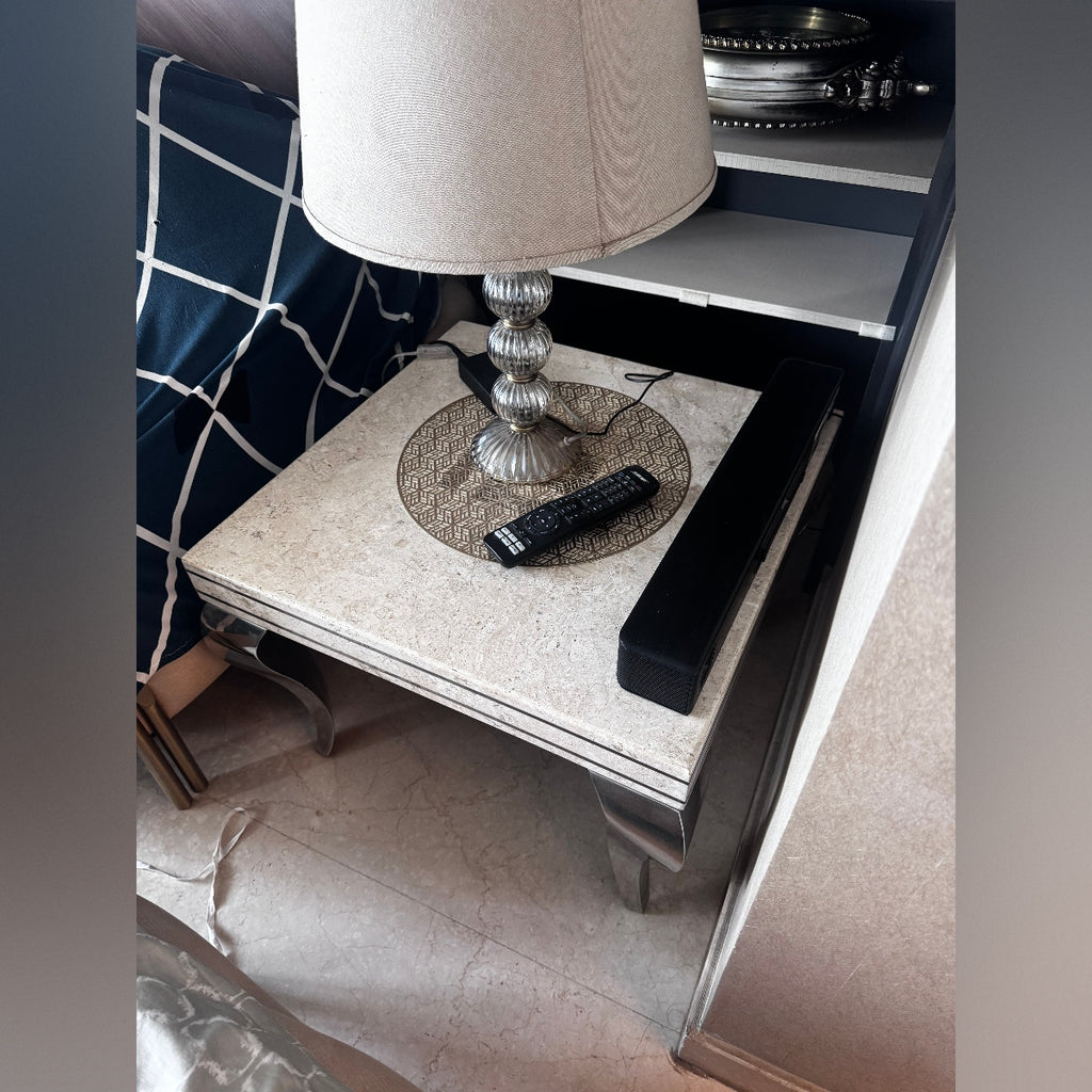 Marble Top Peg Tables Set of 2