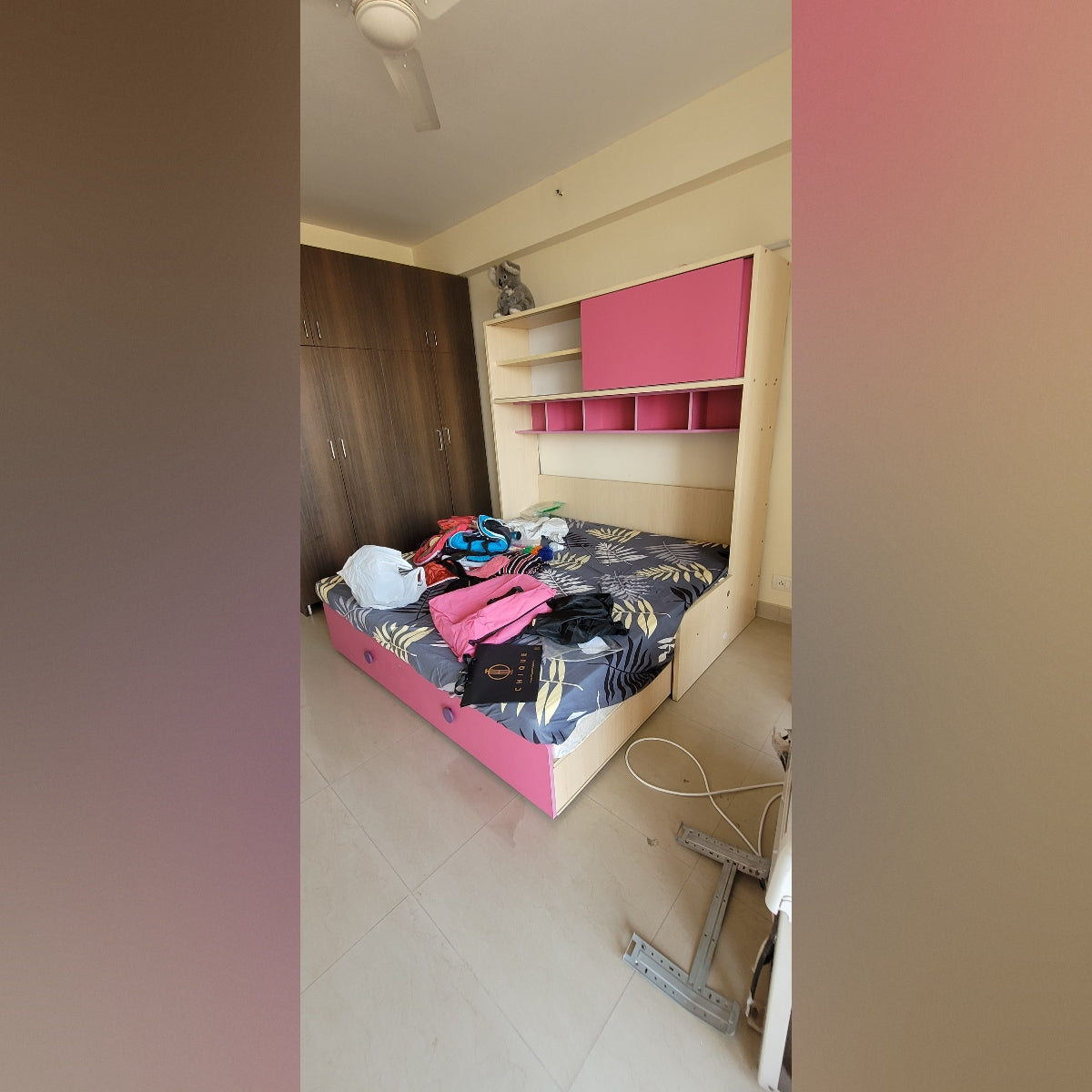 Sofa-cum-Bed with Overhead Storage