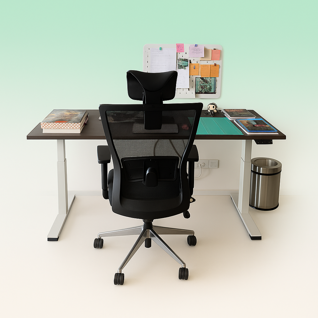 Height-Adjustable Standing Desk with Executive Chair – hero image