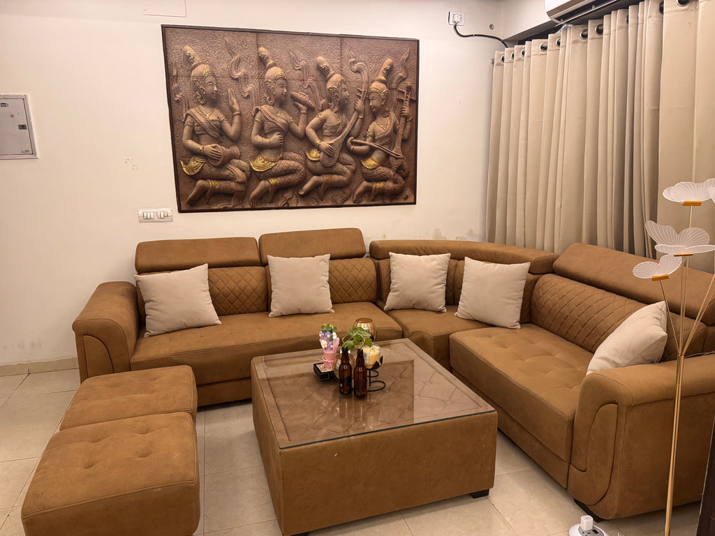 L-Shape 7-Seater Sofa with 2 Ottomans and Centre Table photo 4