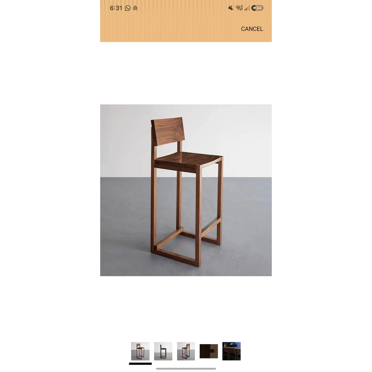 Set of 2 Wood Bar Chairs - used dining in Delhi - photo 3