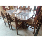6 Seater Solid Wood Dining Table and Chair Set - right