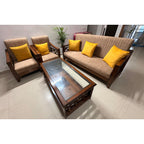 Teak wood 5 seater sofa set - used living room in Noida - photo 1