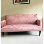 Pink Velvet 3-Seater Sofa - used sofa in Delhi - photo 1