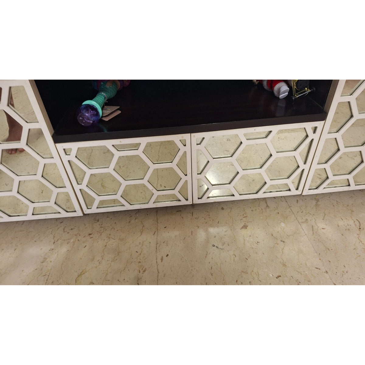 Console Cabinet, Mirrored Lattice Doors - used console in Gurugram - photo 1