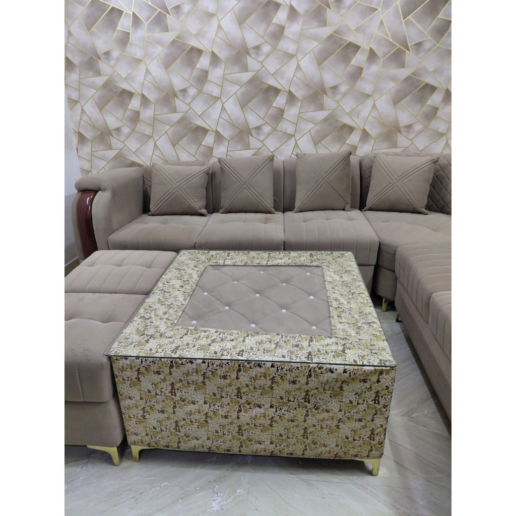 Velvet L-Shaped Sofa with Centre Table and Stools - used sofa in Delhi - photo 2
