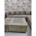 Velvet L-Shaped Sofa with Centre Table and Stools - used sofa in Delhi - photo 2
